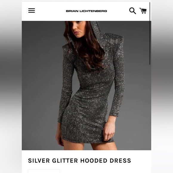 Brian Lichtenberg Dresses | Bnwt Brian Lichtenberg Hooded Glitter Dress | Color: Black/Silver | Size: Xs | Kellee12's Closet